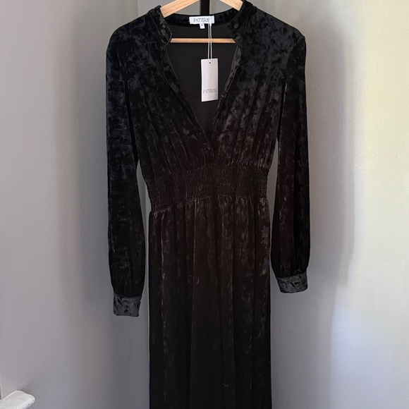Black Velvet • Dress Maxi Long Sleeve Crushed Christmas NWT Goth XS NWT - Picture 3 of 8